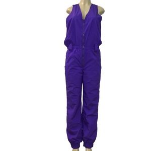 Skitique Purple Ski Jumpsuit Suit Snowboard Snowsuit Sleeveless Size L Vintage.
